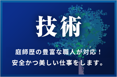 庭師歴の豊富な職人が対応！ 安全かつ美しい仕事をします。